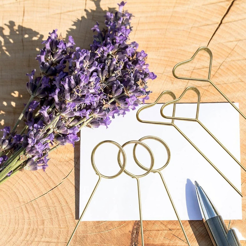 Floral Picks Wood - Penyangga Kartu Bunga Logam Emas, Dekorasi