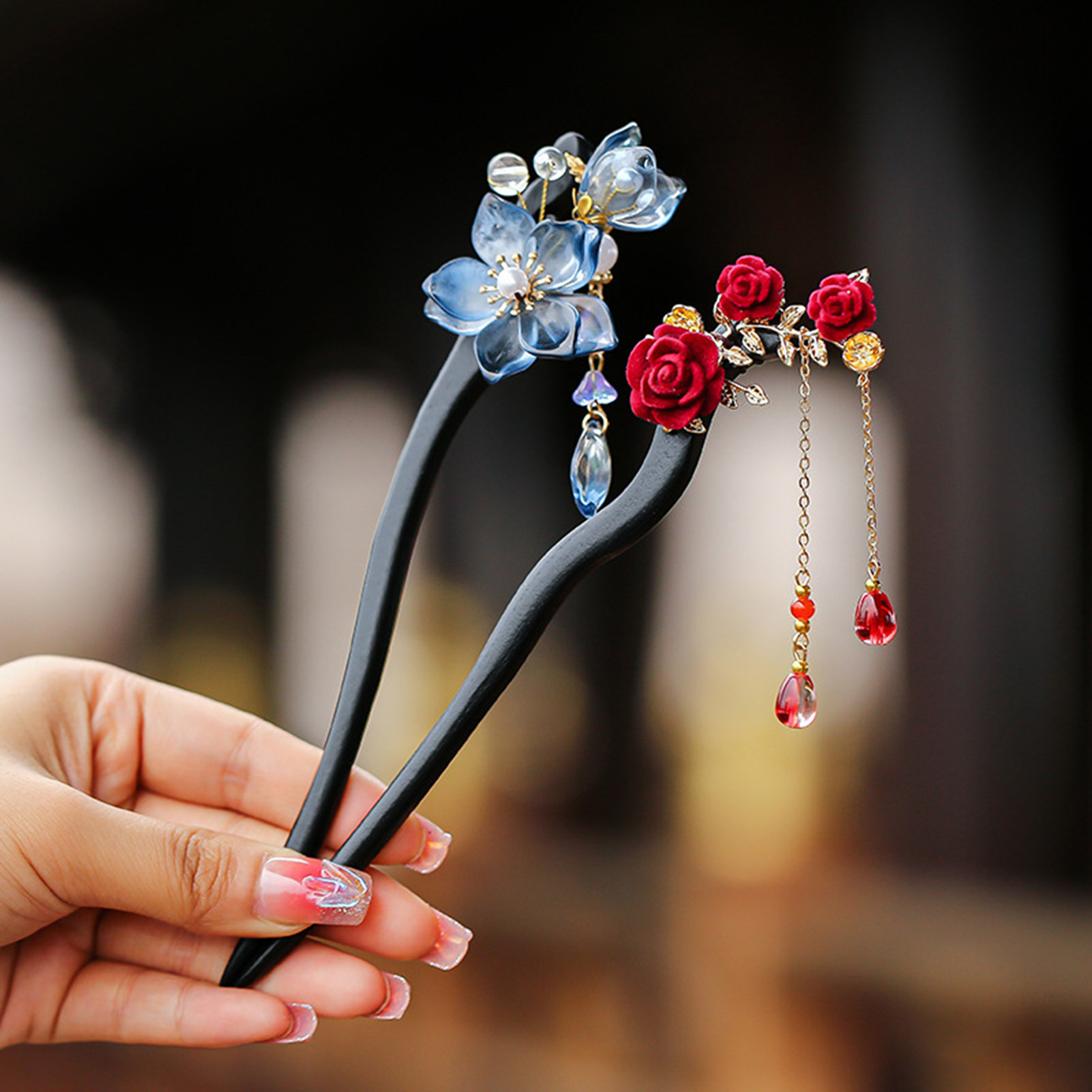 Supply Florist - Jepit Rambut Rumbai Bunga Gaya Cina