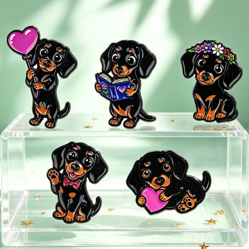 5pcs Set Pin Enamel Dachshund  - Supply Florist ulasan dan harga