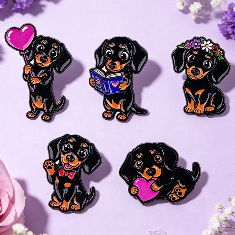 5pcs Set Pin Enamel Dachshund  - Supply Florist ulasan dan harga