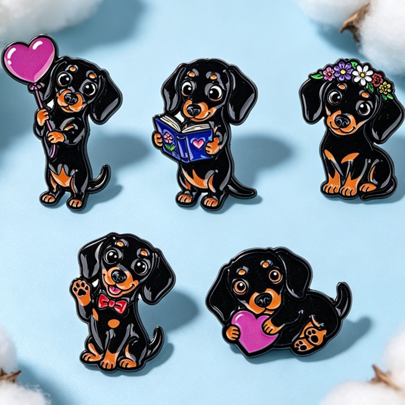 5pcs Set Pin Enamel Dachshund  - Supply Florist ulasan dan harga