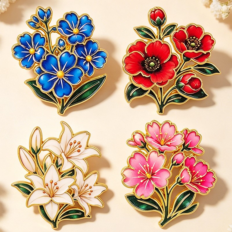 Pin Enamel Bunga Vintage Warna - Supply Florist ulasan dan harga