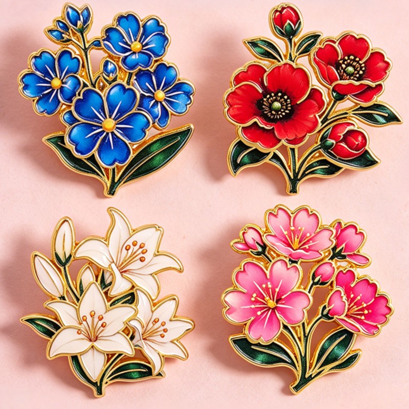 Pin Enamel Bunga Vintage Warna - Supply Florist ulasan dan harga