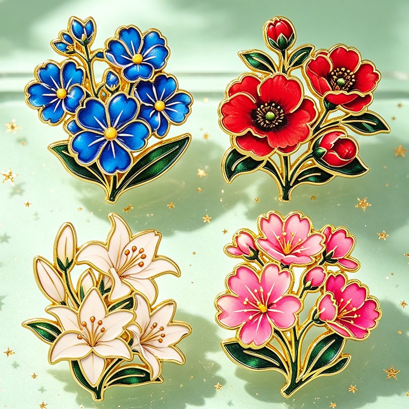 Pin Enamel Bunga Vintage Warna - Supply Florist ulasan dan harga